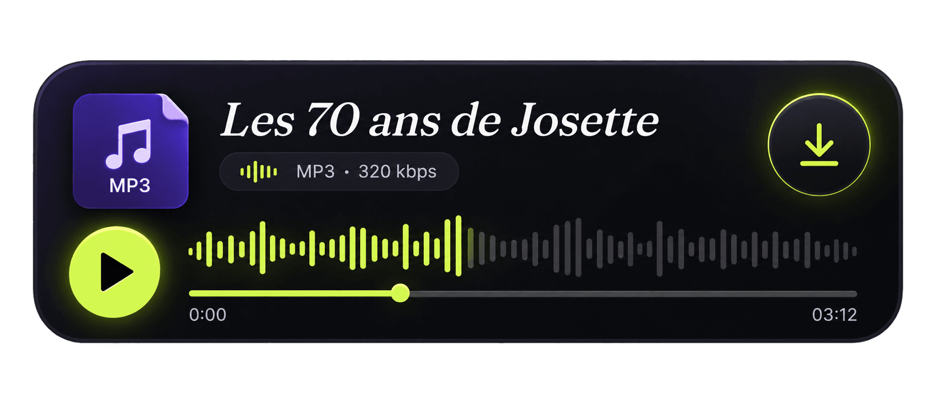 Exemple de chanson personnalisée au format le fichier audio
